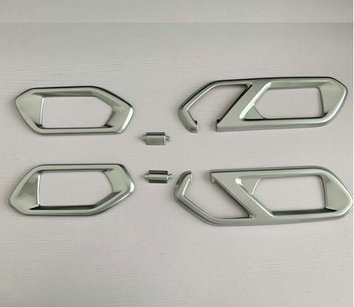 Image sur style: Inner handle frame, Color: Matte silver - Carbon Fiber Pattern Glass Lifting Inner Handle Decorative Frame Interior Modification
