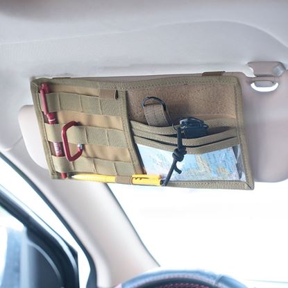 Picture of Color: Black, Quantity: 2 - Car Sunshade Tactical Storage Bag Visor Panel Holder Car Auto Accessories