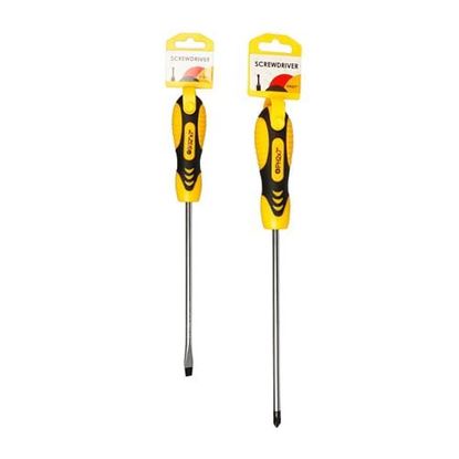 Picture of . Case of [96] 11.02" Black & Yellow Screwdrivers - Phillips & Flat Head .