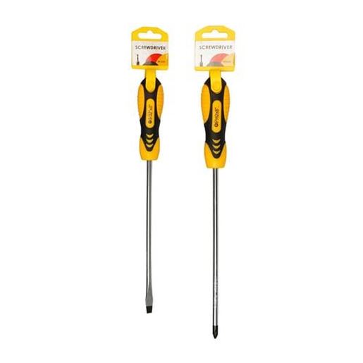 图片 . Case of [96] 12.20" Black & Yellow Screwdrivers - Phillips & Flat Head .