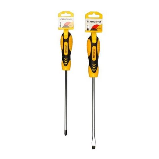 图片 . Case of [96] 8.66" Black & Yellow Screwdrivers - Phillips & Flat Head .