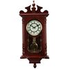 Picture of Bedford Collection 25 Inch Wall Clock with Pendulum and Chime in Dark Redwood Oak Finish