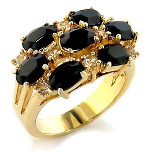 Picture of 10109 - Brass Ring Gold Women Top Grade Crystal Jet