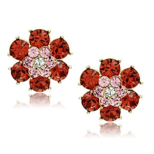 Picture of GL252 - Brass Earrings IP Gold(Ion Plating) Women Top Grade Crystal Multi Color