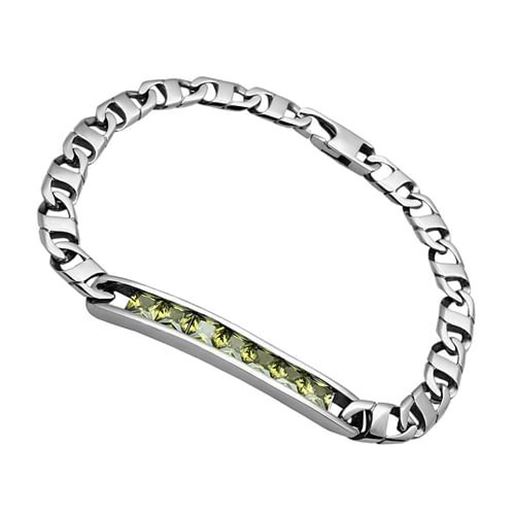 Picture of TK570 - Stainless Steel Bracelet High polished (no plating) Men AAA Grade CZ Olivine color