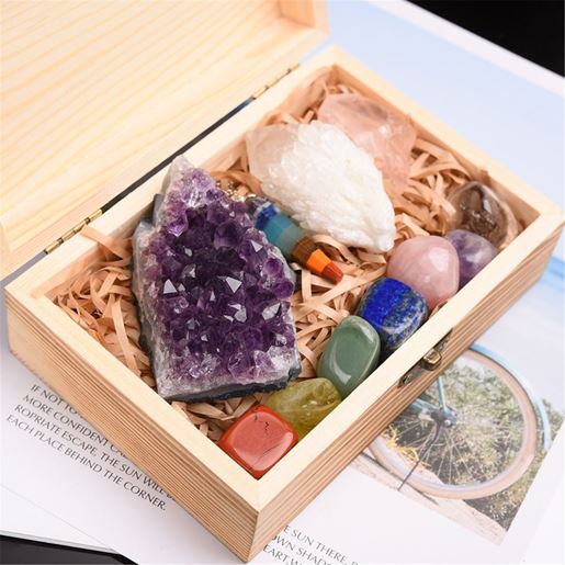 Picture of Color: 10 - Natural Amethyst Cluster Quartz Crystal Mineral Specimen Healing Stones Rough Ore Seven Chakras Therapy Stone Wooden Gift