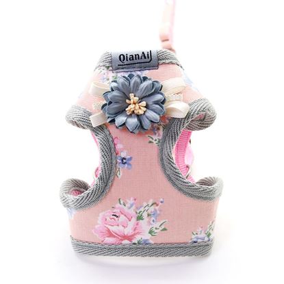 Image de Color: Sky Blue, Size: 1cm width webbing, style: Bagged - Pet Chest Harness Summer Floral Dog Leash