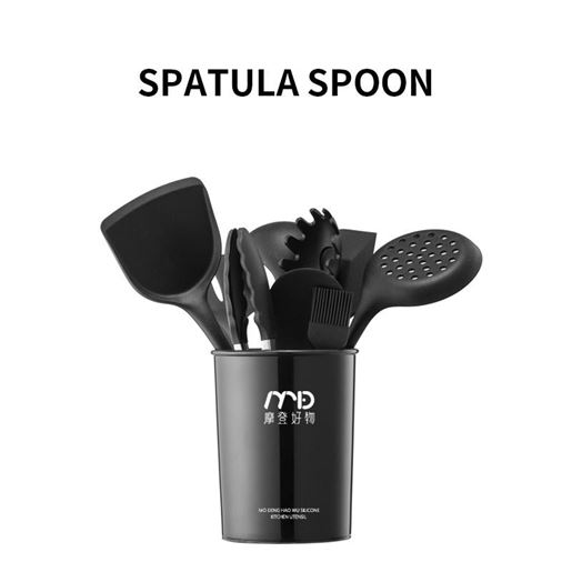 Picture of Color: Black, Style: Oil brush - Silicone spatula non-stick cookware special kitchen set