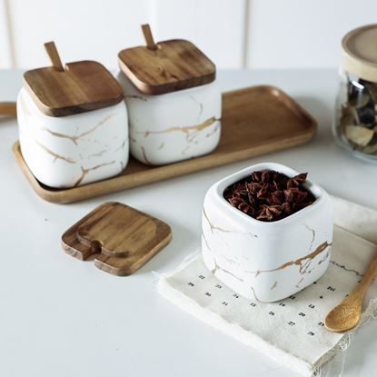 Picture of Color: White, Style: Single - Nordic Gold Marble Jar Set