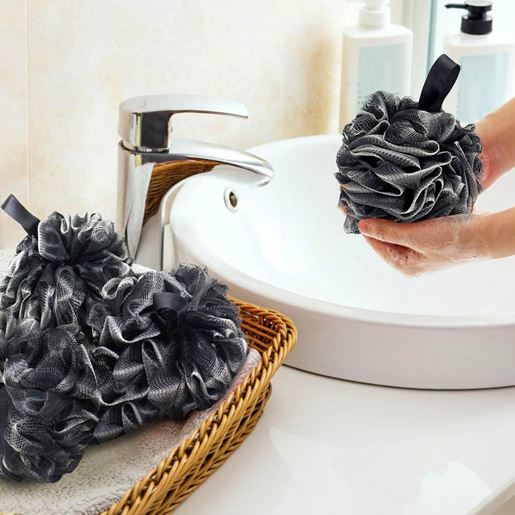 Picture of Black bamboo charcoal fiber PE mesh super soft bath ball