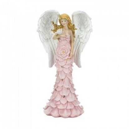 Picture of Solar Powered Pink Rose Angel Statue