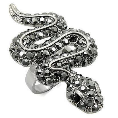 Picture of 0W282 - Brass Ring Ruthenium Women Top Grade Crystal Jet