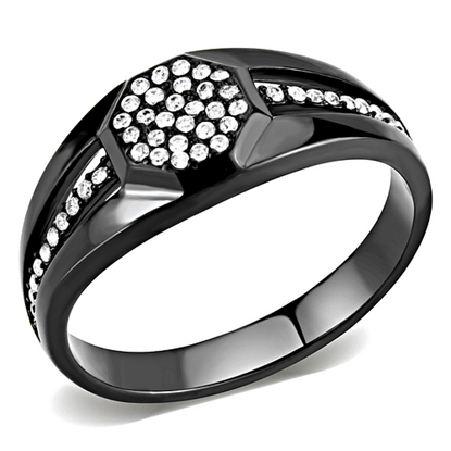 Picture of DA282 - Stainless Steel Ring IP Black(Ion Plating) Men AAA Grade CZ Clear