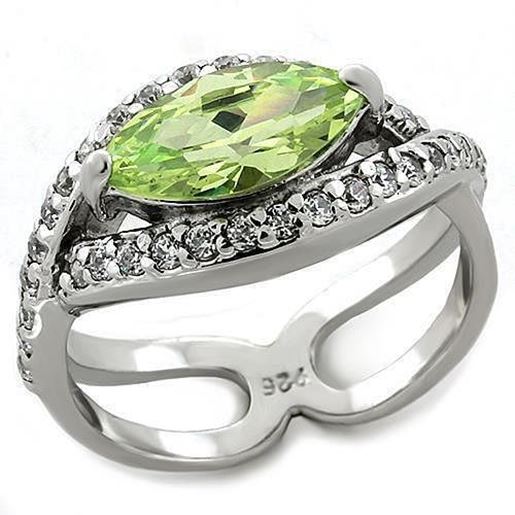 Picture of LOAS1225 - 925 Sterling Silver Ring Rhodium Women AAA Grade CZ Apple Green color