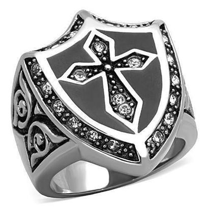 Picture of TK1349 - Stainless Steel Ring High polished (no plating) Men Top Grade Crystal Clear