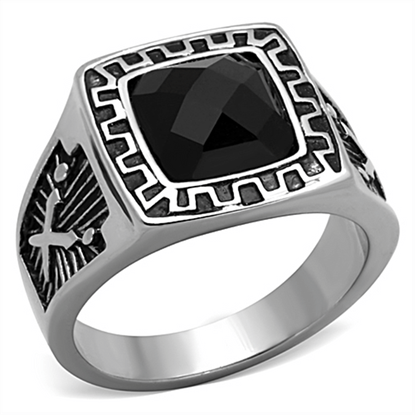 Picture of TK1356 - Stainless Steel Ring High polished (no plating) Men Synthetic Jet