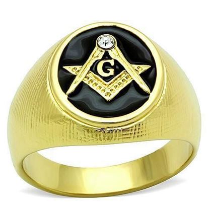 Picture of TK1403 - Stainless Steel Ring IP Gold(Ion Plating) Men Top Grade Crystal Clear