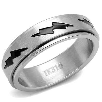 Picture of TK2926 - Stainless Steel Ring High polished (no plating) Men Epoxy Jet