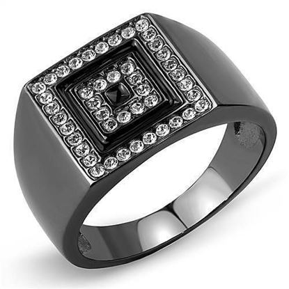 Picture of TK3220 - Stainless Steel Ring IP Light Black  (IP Gun) Men Top Grade Crystal Clear