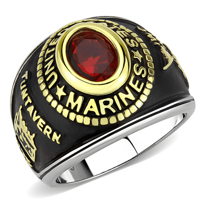 Foto de TK3723 - Stainless Steel Ring Two-Tone IP Gold (Ion Plating) Unisex Synthetic Red Series