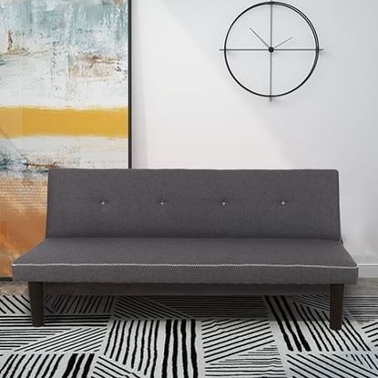 Picture of Color: Grey fabric long sofa, plastic round leg+wood, Upholstered Sofa for Office Living Room,Grey