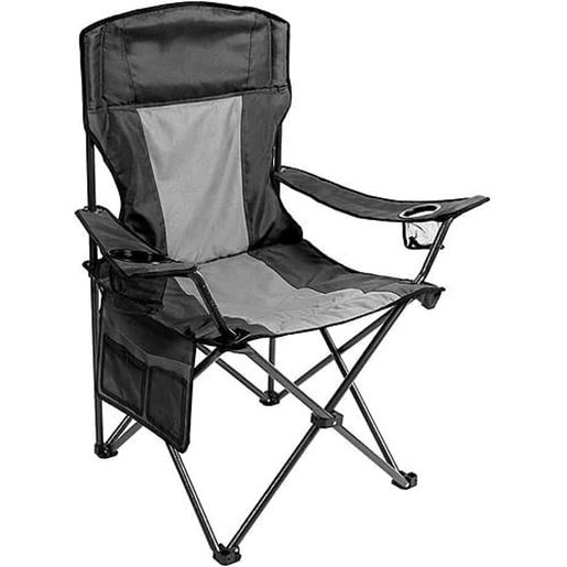 Picture of Color: Black+Grey Outdoor Padded Folding Camping Chair Lawn Chair with Cup Holder,Black+Grey