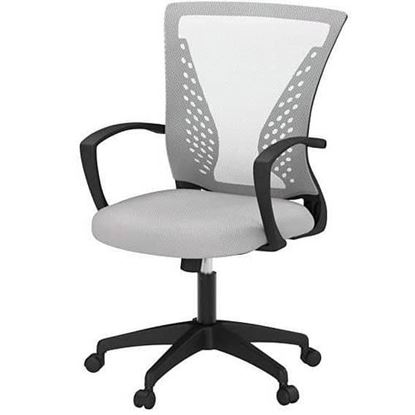 Picture of Gray Modern Mid-Back Ergonomic Mesh Office Desk Chair with Armrest on Wheels