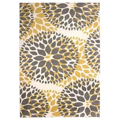 Picture of 3'1" x 5' Grey Yellow Floral Woven Stain Resistant Polypropylene Area Rug