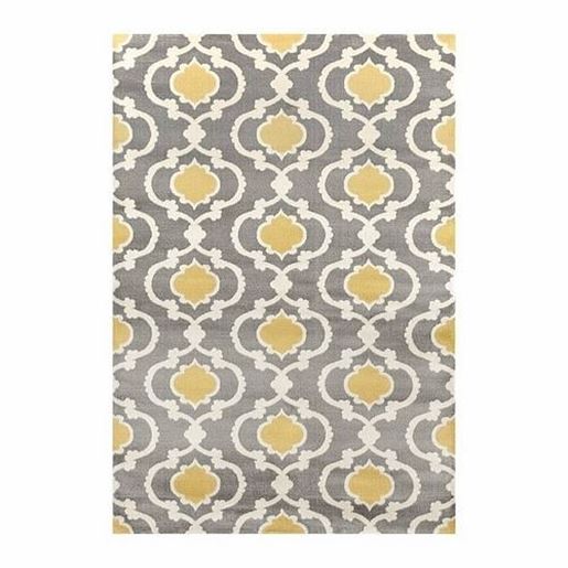 Picture of 3'3" x 5' Grey Yellow Trellis Geometric Polypropylene Area Rug