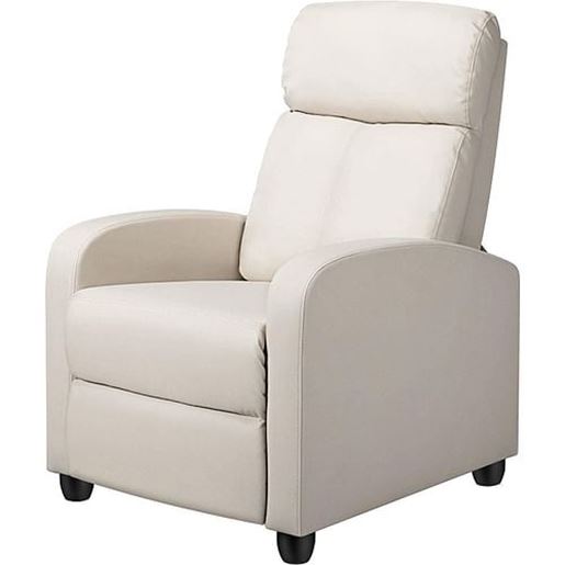 Image sur Off White High-Density Faux Leather Push Back Recliner Chair