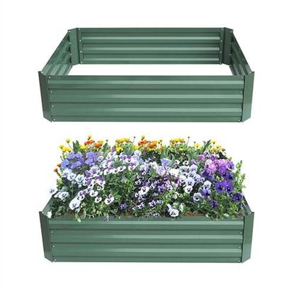 Picture of 4-ft x 3-ft x 11-inch Raised Garden Bed Planter Box in Green Steel Metal