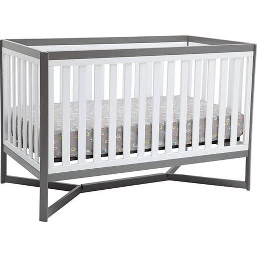 Image sur Modern Contemporary White/Grey Convertible Crib