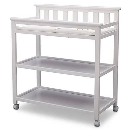 Picture of Modern White Baby's First 2 Shelf Changing Table with Wheels