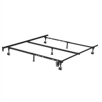 Picture of Twin, Full, Queen Sturdy Black Metal Adjustable Bed Frame w/Headboard Brackets