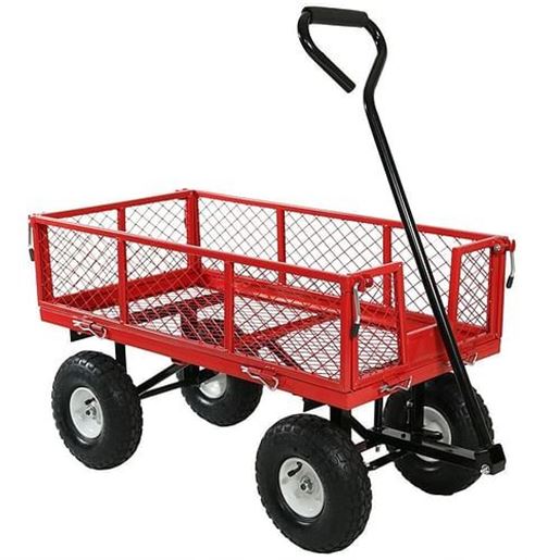 Picture of Heavy Duty Red Wheelbarrow Steel Log Garden Cart