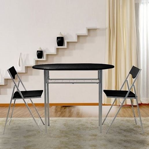 Picture of Color: Black Fold-in-Half Folding Table with Chairs