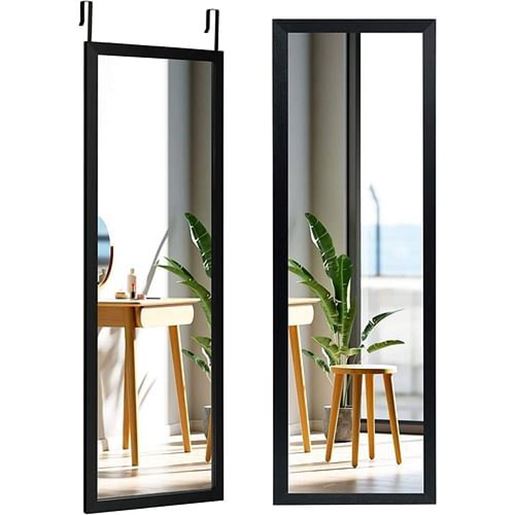 Picture of Black Full Length Bedroom Mirror with Over the Door or Wall Mounted Design