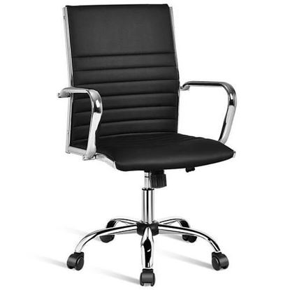 Picture of Black Faux Leather High Back Modern Classic Office Chair with Armrests