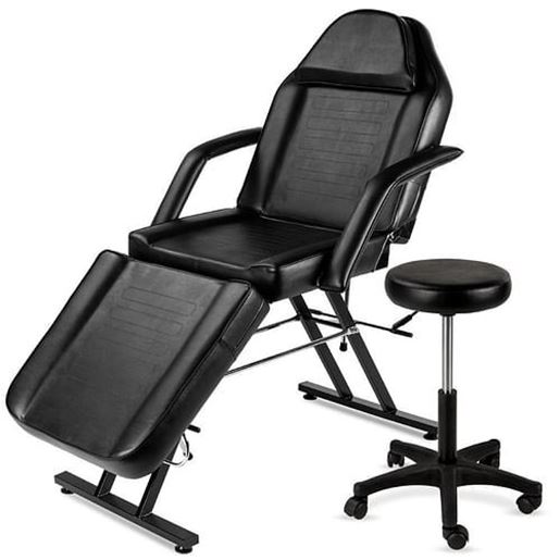 Picture of Black Adjustable Massage Bed Salon Chair w/ Hydraulic Stool