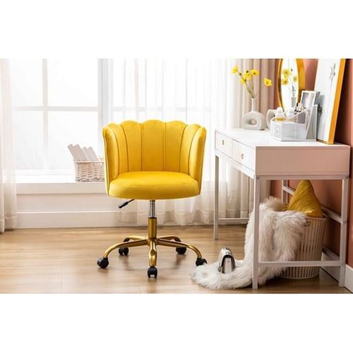 Picture of Color: Yellow Living Room Chair  Accent Chair with Wheel, Yellow