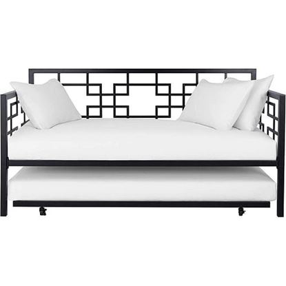 Picture of Black Metal Daybed Frame with Twin Pull-Out Trundle Bed