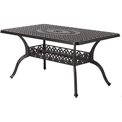 Picture of Color: Dark Brown Dining Table with 1.97" Umbrella Hole for Lawn Garden Backyard