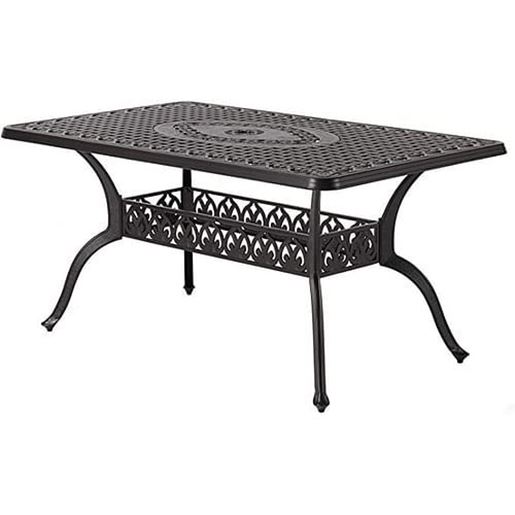 Picture of Color: Dark Brown Dining Table with 1.97" Umbrella Hole for Lawn Garden Backyard