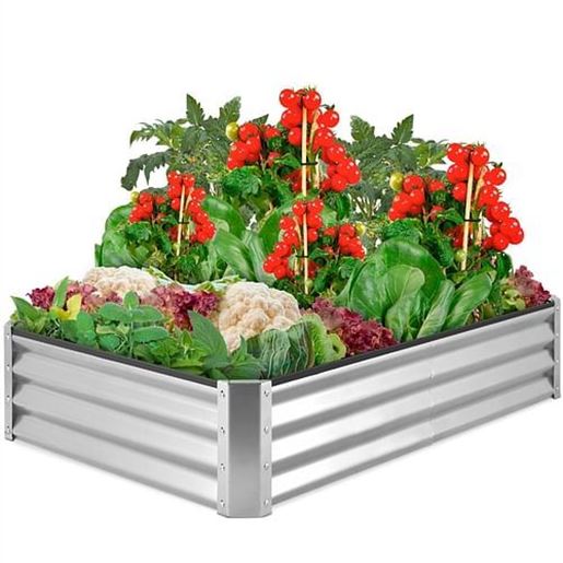 Picture of Silver 6 ft x 3 ft Steel Rust Resistant Open Bottom Raised Garden Planter Bed