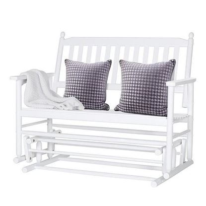 Picture of 4 Ft Traditional Solid Wood Outdoor Patio Glider Swing Bench in White