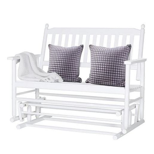 Foto de 4 Ft Traditional Solid Wood Outdoor Patio Glider Swing Bench in White