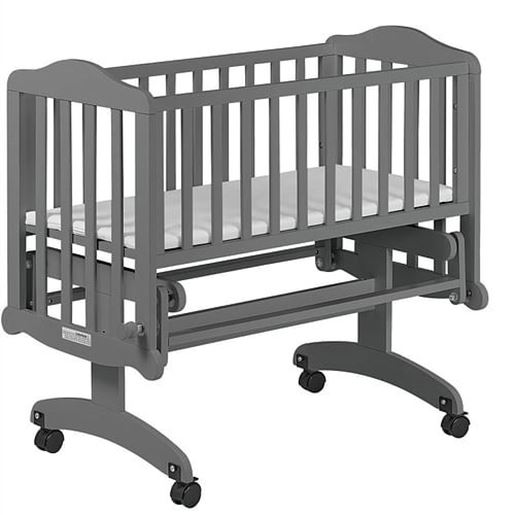 Picture of Grey Rock A Bye Baby Glider Cradle with Locking Casters and Crib Mattress