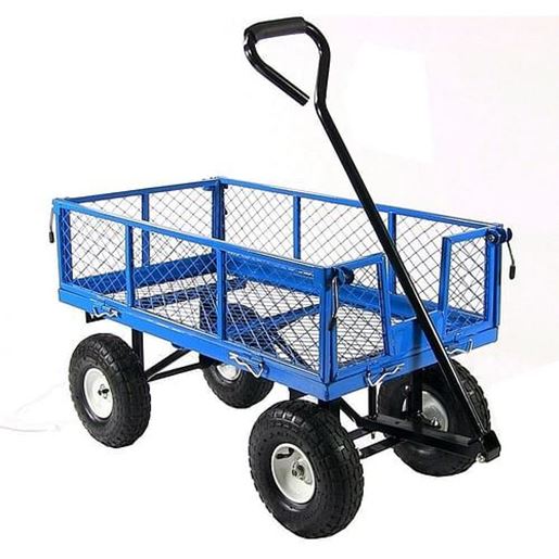 Picture of Heavy Duty Blue Wheelbarrow Steel Log Garden Cart