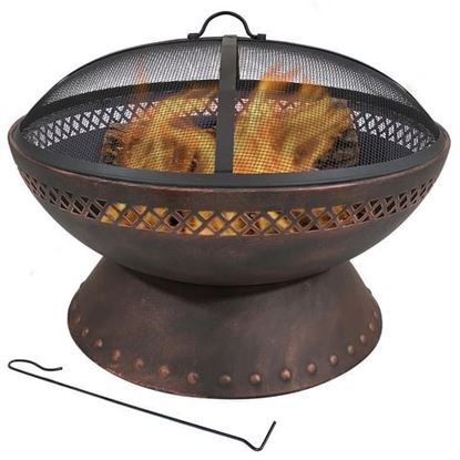 Picture of 25 Inch Copper Chalice Steel Fire Pit with Spark Screen