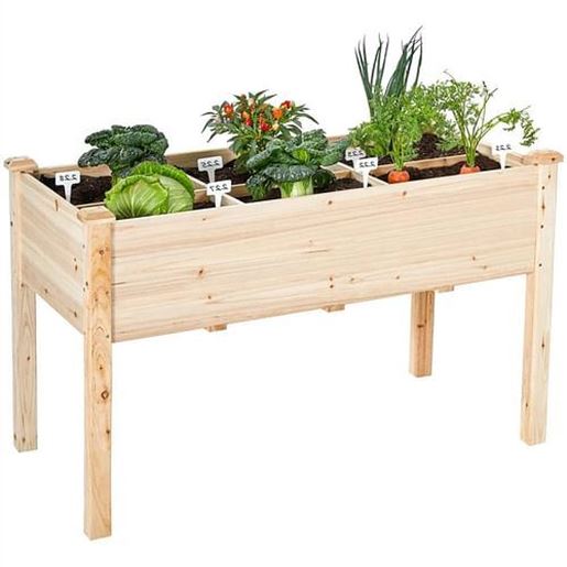 Picture of Solid Fir Wood Outdoor Raised Garden Bed Planter Box 2-ft x 4-ft x 30-inch High